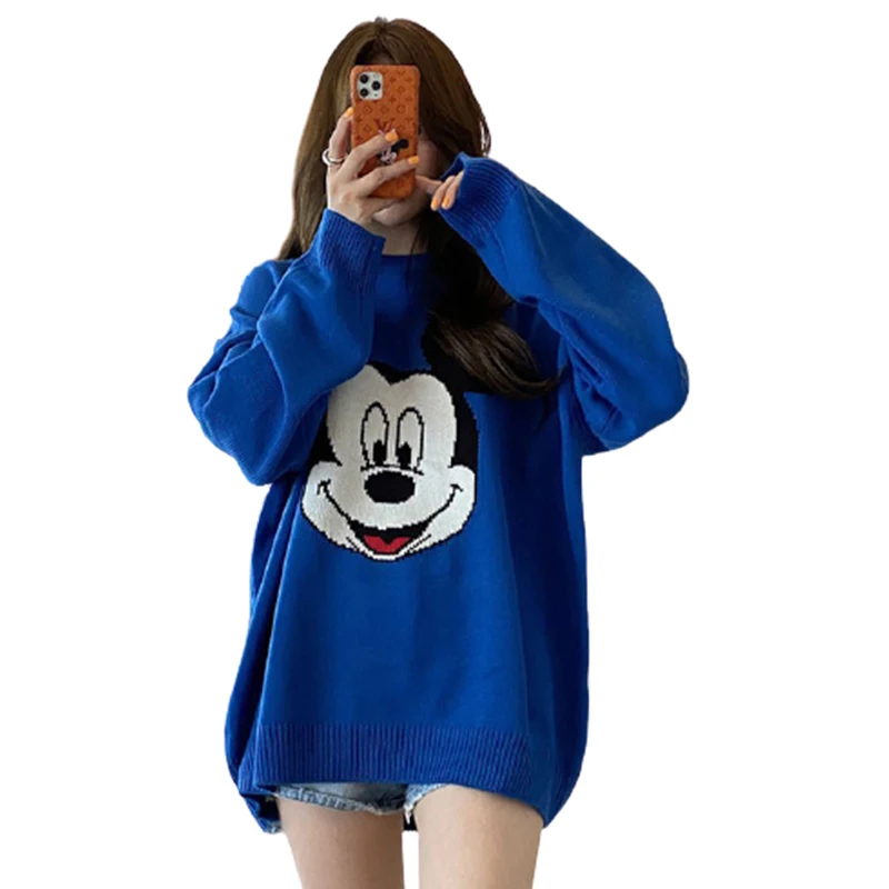 Женский свитер с Микки-Маусом Disney Свободный Повседневный средней длины