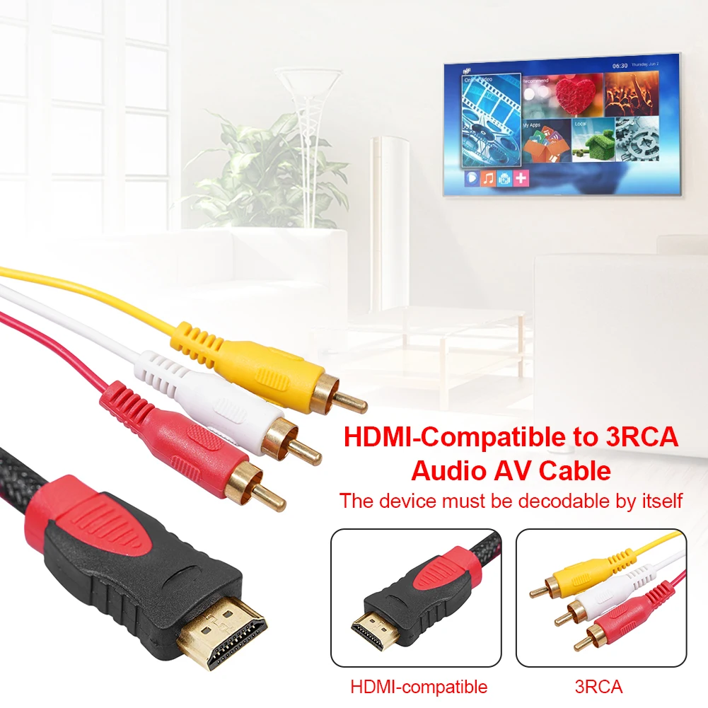 Аудио Видео AV кабель адаптер преобразователь HDMI-совместимый с 3RCA Для ТВ