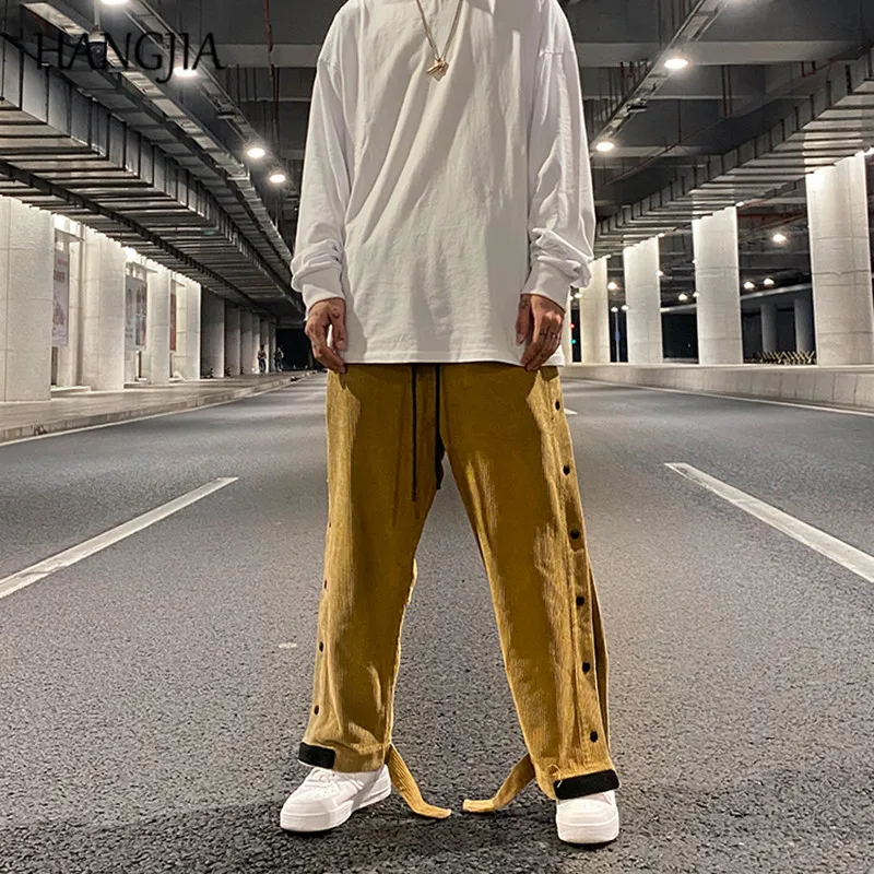 Autumn and Winter Corduroy Pants Men Side Buttons Velcro Closure Trousers Straight Khaki Black Hip Hop Streetwear Sweatpants
Autumn and Winter Corduroy Pants Men Side Buttons Velcro Closure Trousers Straight Khaki Black Hip Hop Streetwear Sweatpants