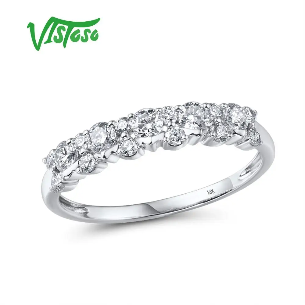 

Женское золотое кольцо с бриллиантами VISTOSO, белое золото 14 к, 585 пробы, со сверкающими бриллиантами, модные ювелирные украшения из драгоценны...
