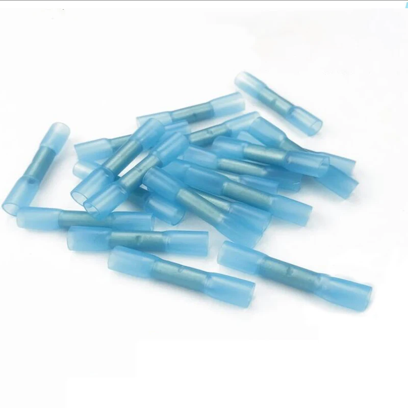 

20/30/50Pcs Heat Shrink Butt Wire Connectors AWG 16-14 1.5-2.5mm2 Blue Waterproof Insulated Automobile Wire Cable Terminals