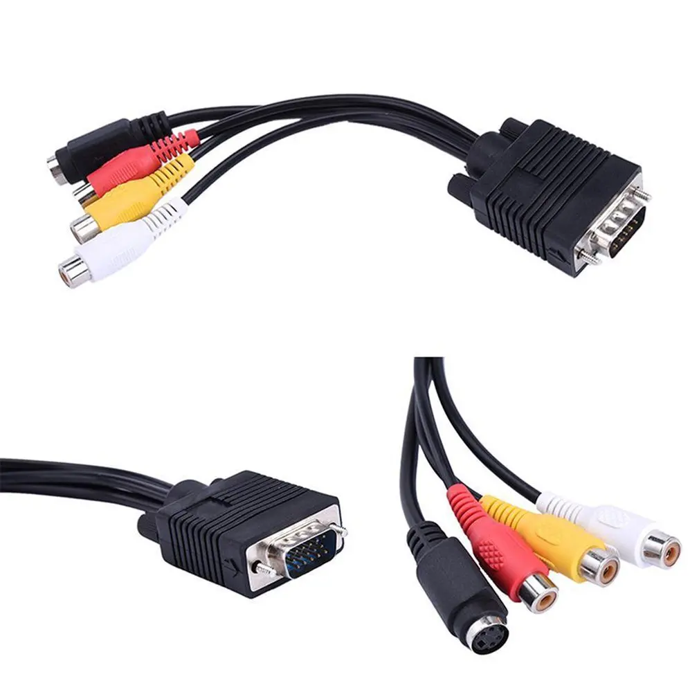 Переходник VGA SVGA-S-Video 3 RCA AV VGA-Video TV Out S-Video для ПК компьютера ноутбука | Электроника