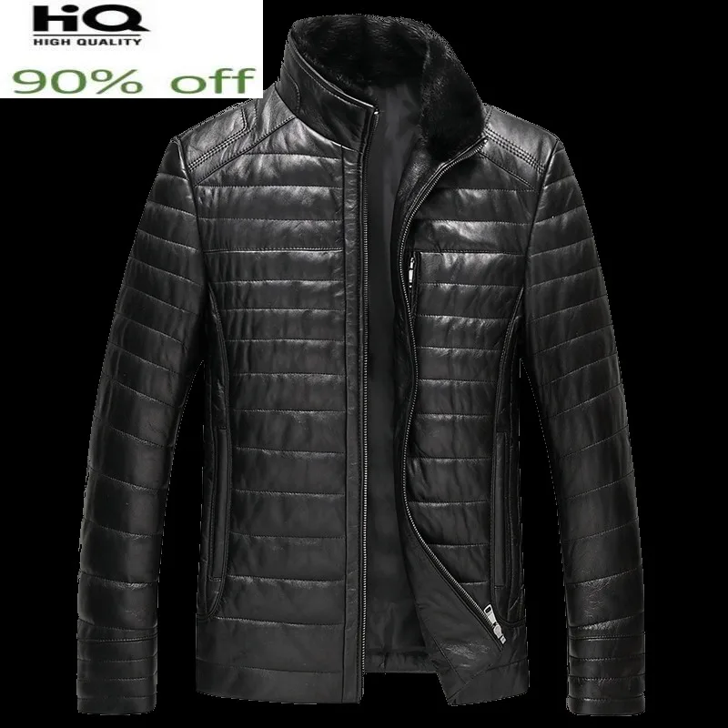 Mink Fur Collar Real Genuien Leather Jacket Autumn Winter Sheepskin Down Coat Casual Black Men's Leather Jacket Casaco ZT4471
Mink Fur Collar Real Genuien Leather Jacket Autumn Winter Sheepskin Down Coat Casual Black Men's Leather Jacket Casaco ZT4471