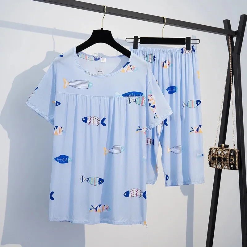 XL-5XL Новая Летняя женская пижама из тонкой ткани с коротким рукавом, новинка, хит, топы + шорты, одежда для сна для женщин с круглым вырезом, с п...
XL-5XL Новая Летняя женская пижама из тонкой ткани с коротким рукавом, новинка, хит, топы + шорты, одежда для сна для женщин с круглым вырезом, с п...