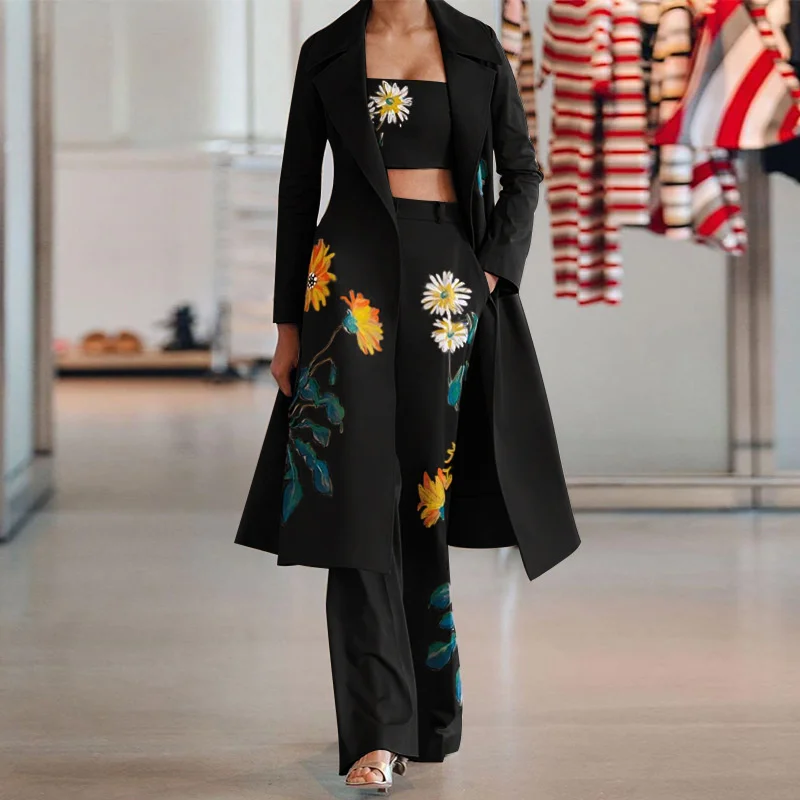Autumn Women's Office Pant Suit Temperament Floral Print Windbreaker Elegant Female Tank 3 Piece Blazers Office Ladies Pantsuit
Autumn Women's Office Pant Suit Temperament Floral Print Windbreaker Elegant Female Tank 3 Piece Blazers Office Ladies Pantsuit