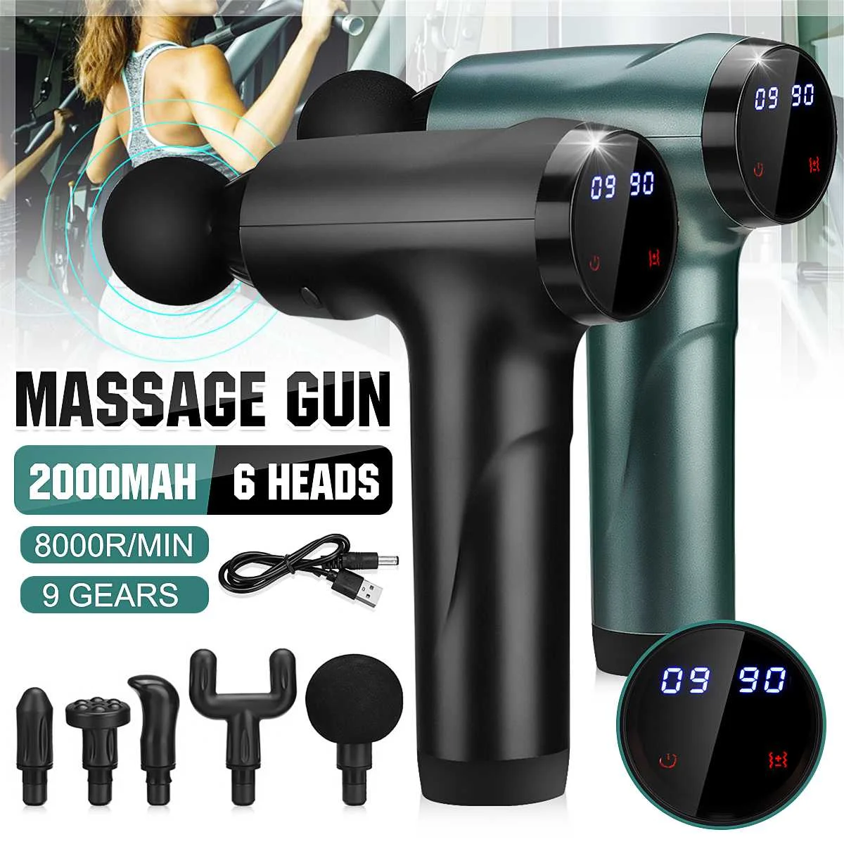 8000r/min Massage Gun Deep Tissue Percussion Muscle Massage for Pain Relief Portable Body Relaxation Sport Massager W/ 6 Heads
8000r/min Massage Gun Deep Tissue Percussion Muscle Massage for Pain Relief Portable Body Relaxation Sport Massager W/ 6 Heads