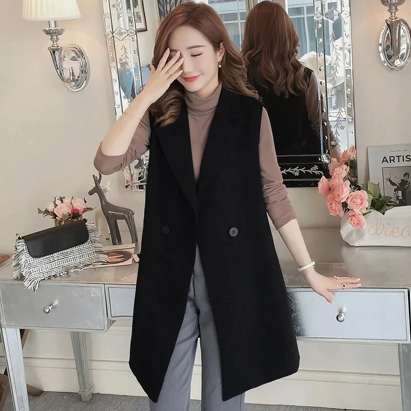 Female Korean Fashion Long Suit Sleeveless Jacket Ladies Thin Waistcoat Vest Women Spring Autumn Jackets Black Temperament 165
Female Korean Fashion Long Suit Sleeveless Jacket Ladies Thin Waistcoat Vest Women Spring Autumn Jackets Black Temperament 165
