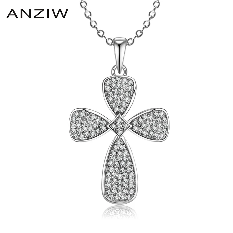 ANZIW Luxury 925 Sterling Silver Pendant Necklace for Women Halo Fan Cross Pendant Long Chain Necklace Wedding Silver Jewelry
ANZIW Luxury 925 Sterling Silver Pendant Necklace for Women Halo Fan Cross Pendant Long Chain Necklace Wedding Silver Jewelry