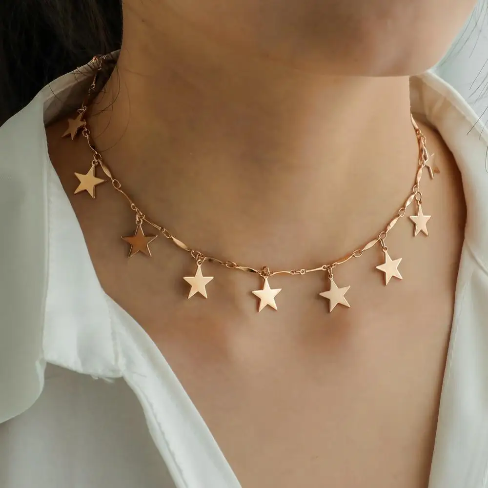Bohemia Tassel Star Choker Necklace Simple Fashion Link Chain Stars Clavicle Necklaces Pendants Women Girls Jewelry
Bohemia Tassel Star Choker Necklace Simple Fashion Link Chain Stars Clavicle Necklaces Pendants Women Girls Jewelry