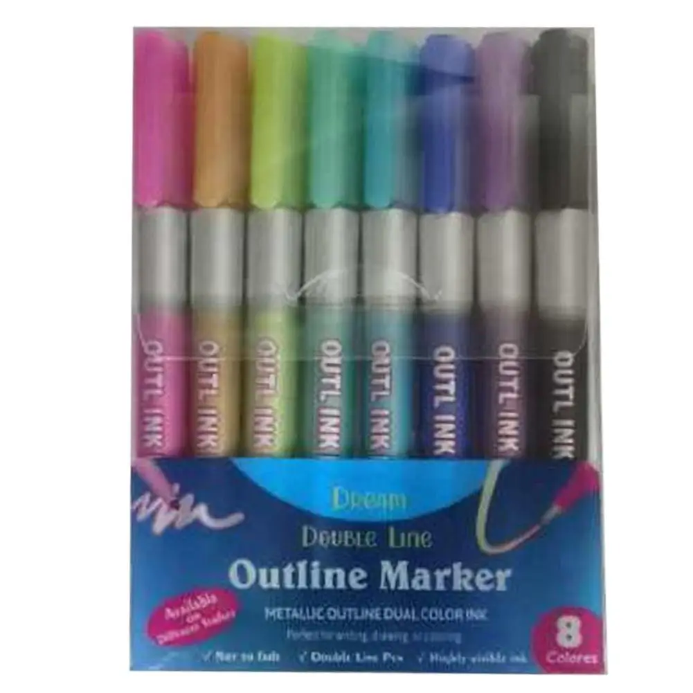 Outline Metallic Marker Pen8 Colors Dream Double Line Colored Pen Christmas Gift Dream Marker Pen
Outline Metallic Marker Pen8 Colors Dream Double Line Colored Pen Christmas Gift Dream Marker Pen