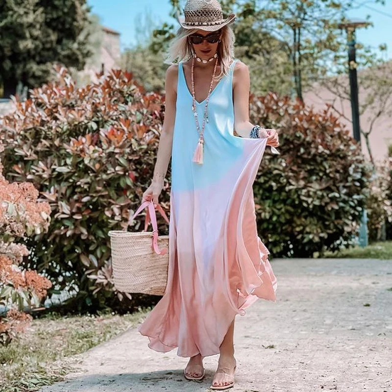 2021 V Neck Summer New Style Tie Dye Loose Holiday Big Swing Dress Mid Waist Solid Color Casual New Product Dress Vestidos
2021 V Neck Summer New Style Tie Dye Loose Holiday Big Swing Dress Mid Waist Solid Color Casual New Product Dress Vestidos