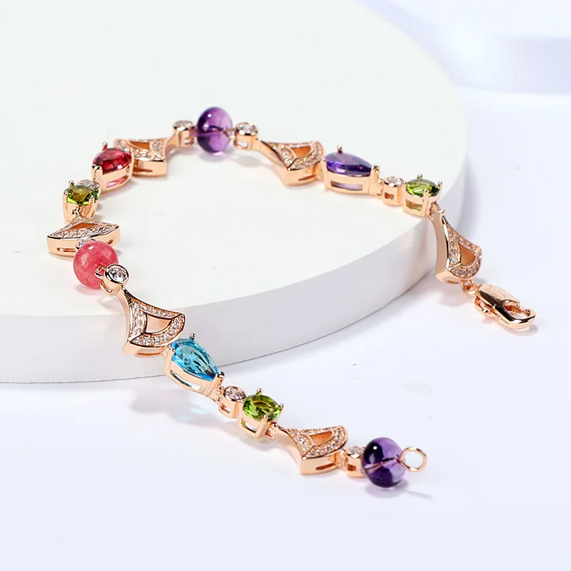 Fan bracelet with gold-plated micro inlaid daily matching fan-shaped colorful bead bracelet
Fan bracelet with gold-plated micro inlaid daily matching fan-shaped colorful bead bracelet