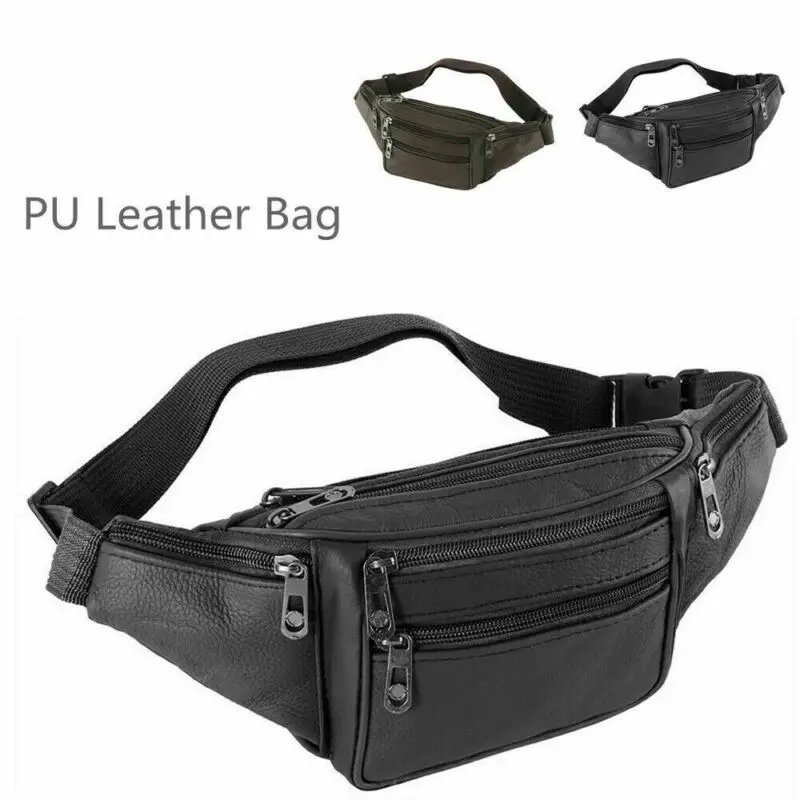 Male Brand Hot Leather Sports Runner Waist Bum Bag Men's Running Jogging Belt Pouch Zip Fanny Pack Travel Hip Purse Phone Pocket | Багаж и