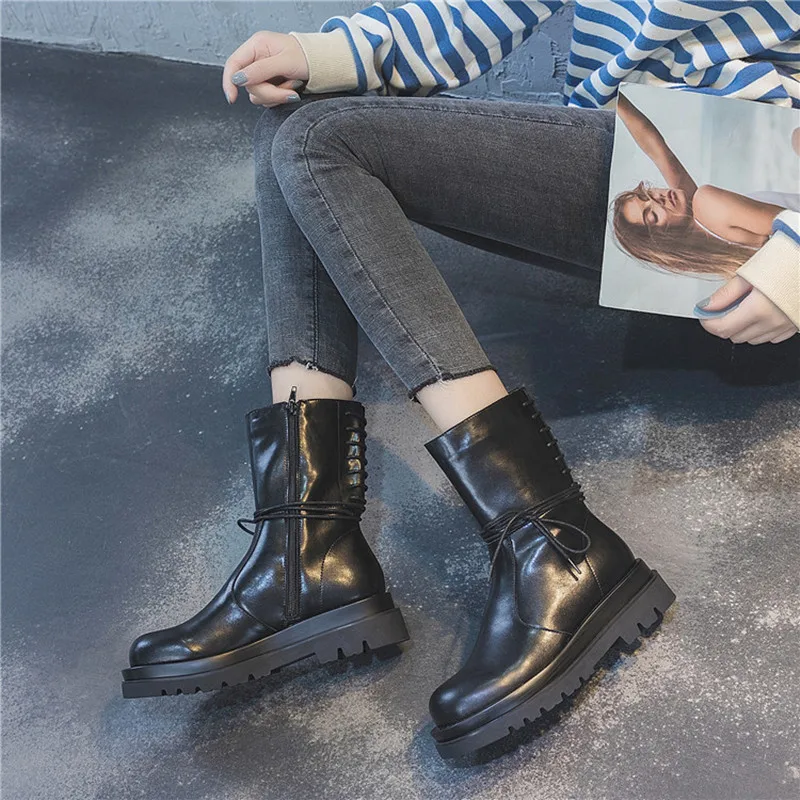 2020 New Genuine Leather Women's Boots Autumn Winter Ladies Shoes Fashion Woman Round Toe Lace Up Black Female short boot
2020 New Genuine Leather Women's Boots Autumn Winter Ladies Shoes Fashion Woman Round Toe Lace Up Black Female short boot