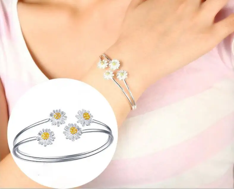 2021 Trend Fresh Daisy Sun Flowers Open Bracelets for Girls Bangles Fashion Silver Color Woman Birthday Jewelry SB099
2021 Trend Fresh Daisy Sun Flowers Open Bracelets for Girls Bangles Fashion Silver Color Woman Birthday Jewelry SB099