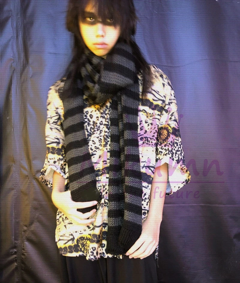 Mikumn Harajuku панк модный серый красный черный полосатый шарф женская зимняя
