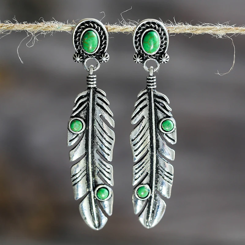 Fashion Feather Dangle Earrings for Women Vintage Bohemian Green Stone Crochet Jewelry Wholesale 2020 D306
Fashion Feather Dangle Earrings for Women Vintage Bohemian Green Stone Crochet Jewelry Wholesale 2020 D306