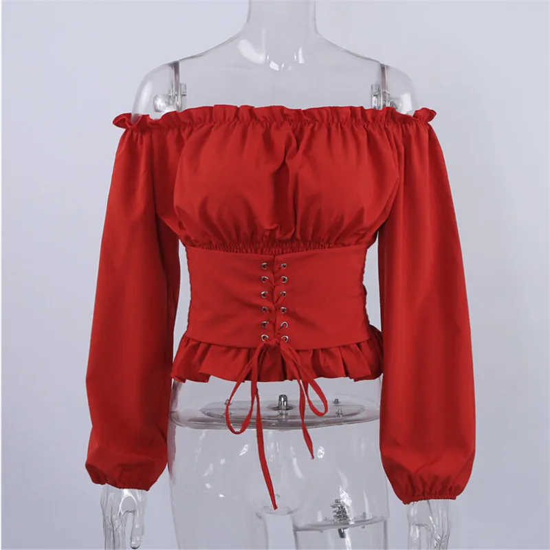2020 Sexy Tops Womens Lace Up Satin Corset Blouse Lantern Sleeve Off Shoulder Top Corset Shirt Blusa Mujer
2020 Sexy Tops Womens Lace Up Satin Corset Blouse Lantern Sleeve Off Shoulder Top Corset Shirt Blusa Mujer