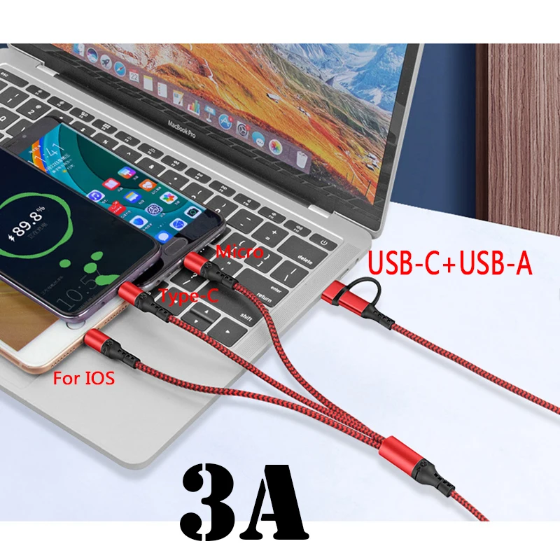 Лидер продаж 5 в 1 зарядный кабель Micro USB Type-C мульти Usb-порт шнур внешний провод для