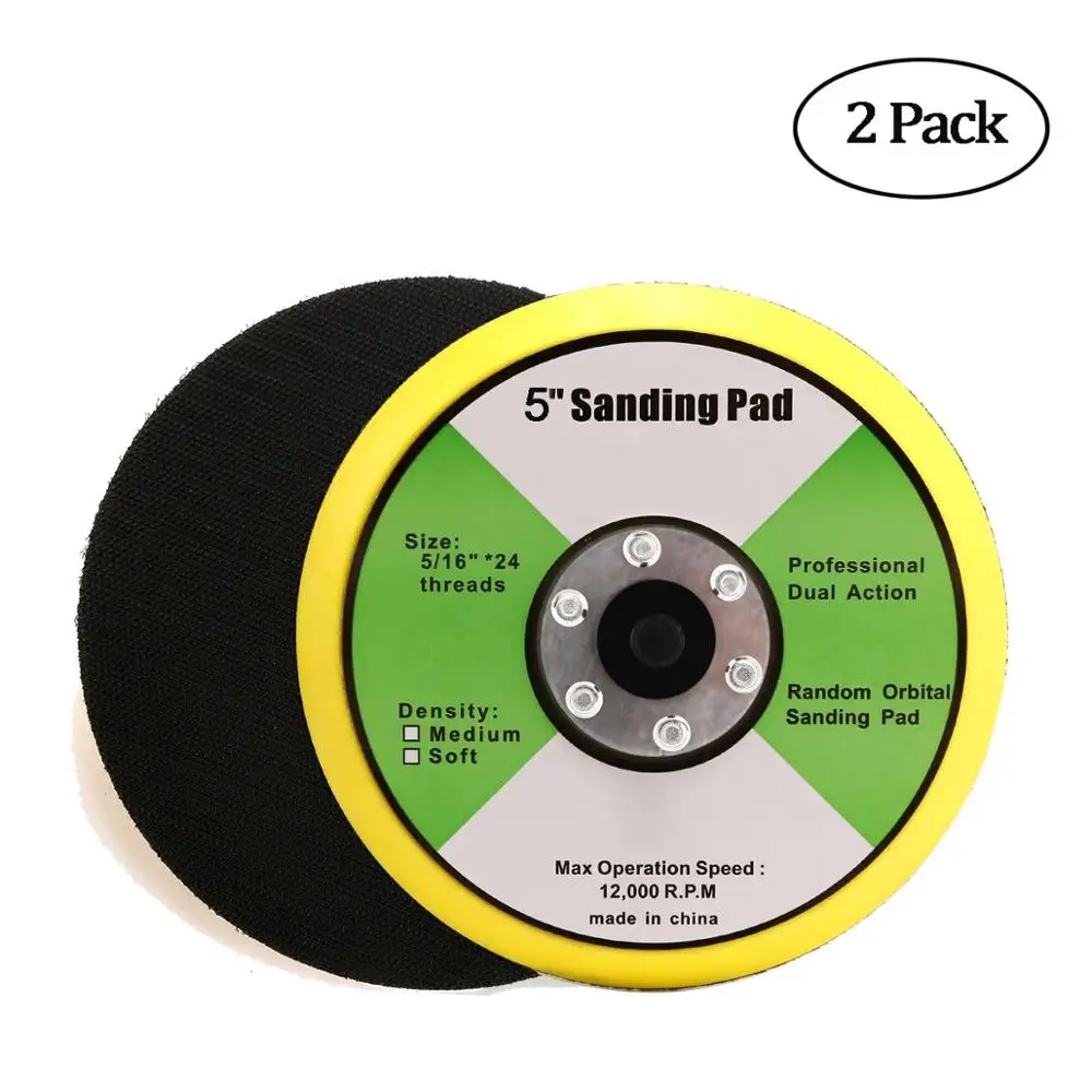 

2PCS 5 Inch 125mm 5/16"-24 Thread PU Hook&Loop Backer Backing Pad for Air Sander and Dual Action Car Polisher 5 Inch