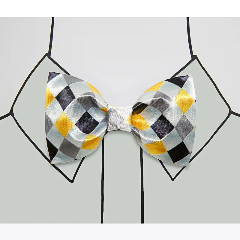 High Quality 2020 Men Bow Tie Fashion Geometric Patterns Bowties Butterfly Colorful Checkered Ties Yellow Black White | Аксессуары для