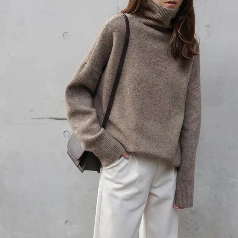 2021 Winter Fashion Turtle Neck Cashmere Sweater Women Korean Style Loose Warm Knitted Pullover Outwear Lazy Female Jumpers
2021 Winter Fashion Turtle Neck Cashmere Sweater Women Korean Style Loose Warm Knitted Pullover Outwear Lazy Female Jumpers