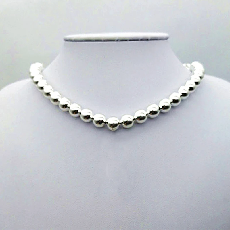 Round bead necklace S925 Sterling Silver classic fashion 10mm round bead necklace, ladies jewelry holiday gift
Round bead necklace S925 Sterling Silver classic fashion 10mm round bead necklace, ladies jewelry holiday gift