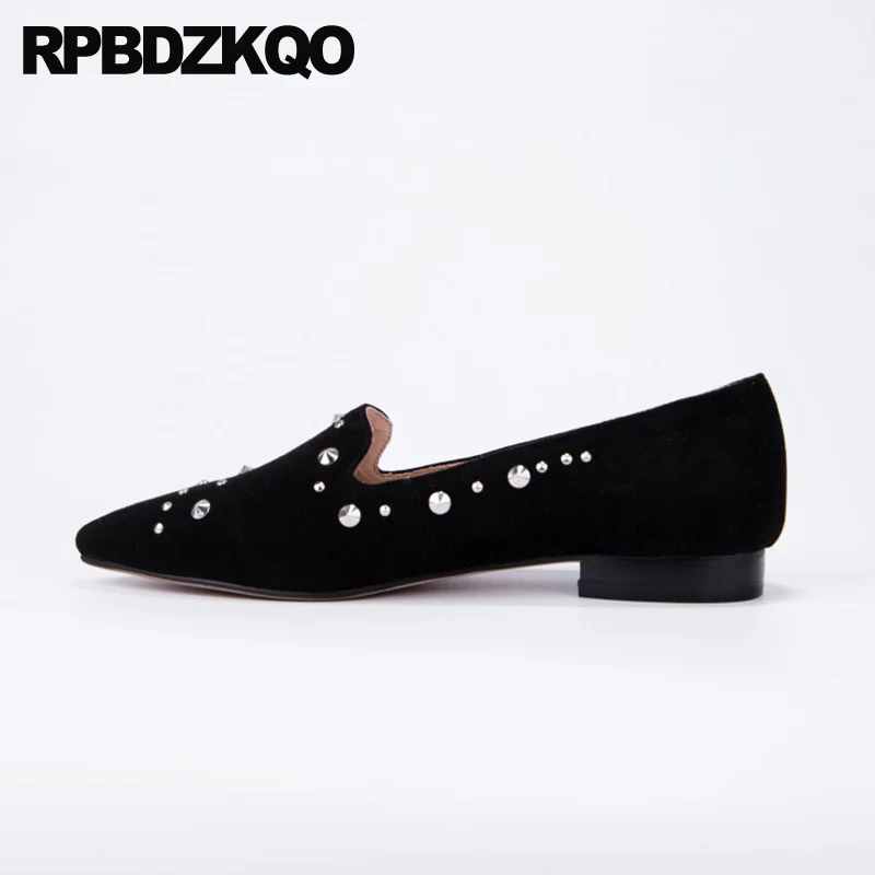 Flats High Quality Black Suede Shallow Designer Shoes China Chinese Women Metal Slip On Stud Pointed Toe Rivet Genuine Leather
Flats High Quality Black Suede Shallow Designer Shoes China Chinese Women Metal Slip On Stud Pointed Toe Rivet Genuine Leather