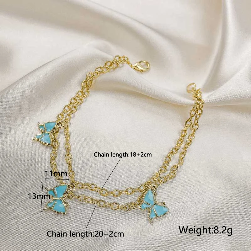 2020 New Golden Double Chain Anklet Bracelets Charm Blue Enamel Butterfly Pendant Bracelet for Women Bohemian Foot Jewelry Ankle
2020 New Golden Double Chain Anklet Bracelets Charm Blue Enamel Butterfly Pendant Bracelet for Women Bohemian Foot Jewelry Ankle
