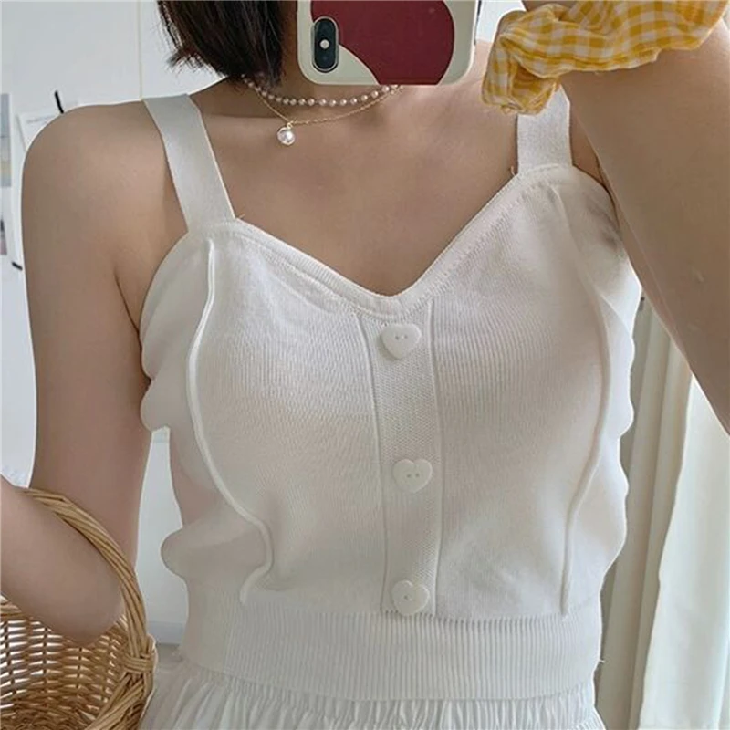 Women Kintted Tank Tops Sexy V Neck Heart Shaped Button Sleeveless Backless Crop Top Casual Beach Female Top
Women Kintted Tank Tops Sexy V Neck Heart Shaped Button Sleeveless Backless Crop Top Casual Beach Female Top