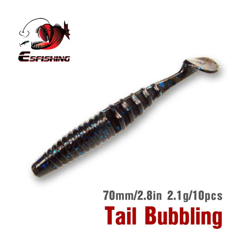 KESFISHING мягкие приманки Шад хвост пузырится 70 мм 2 1g 10 шт. воблер Искусственные
