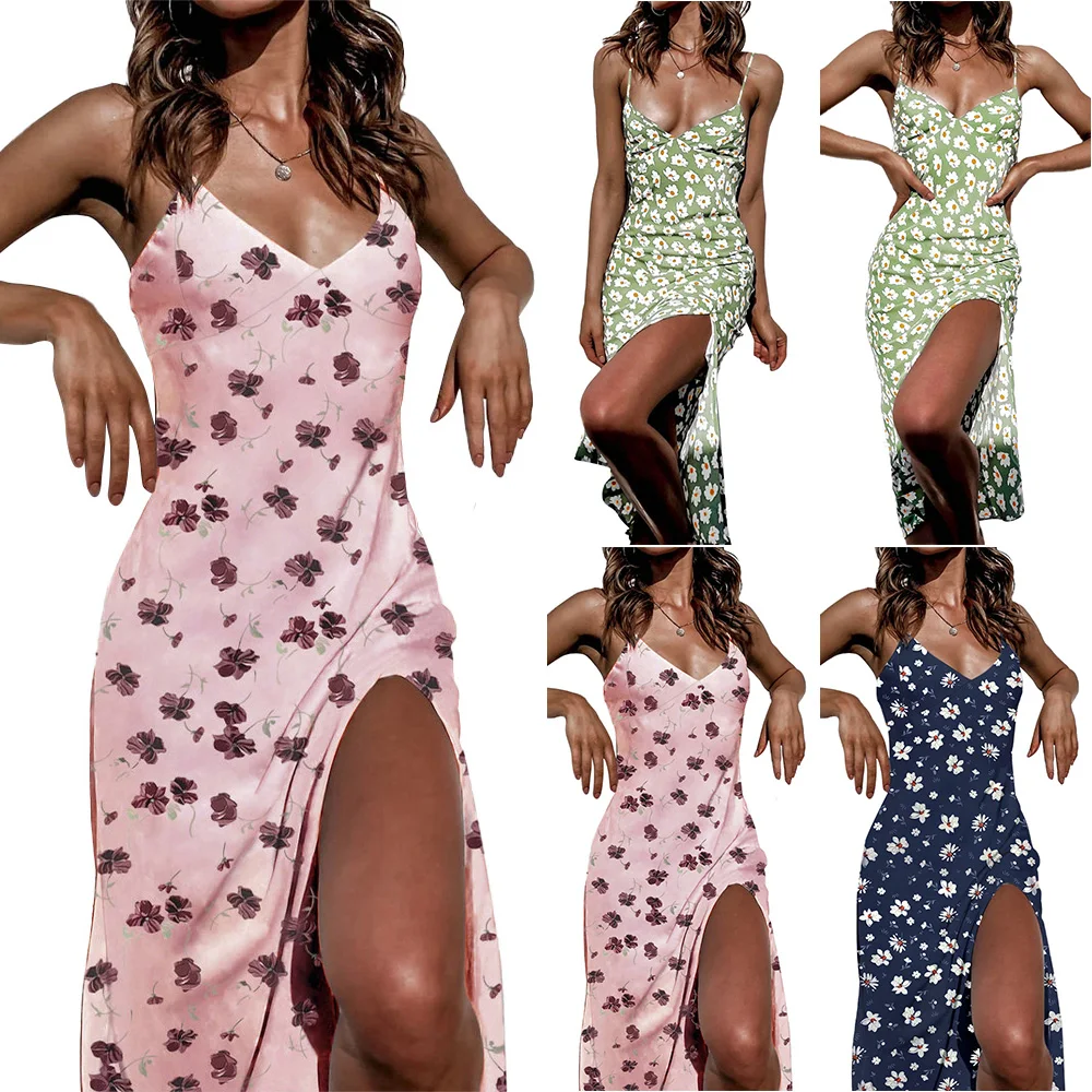 Women Sexy V-neck Sling Slit Dress Floral Printed Summer Spaghetti Strap Beach Bohemia Slim Long Dresses Plus Size
Women Sexy V-neck Sling Slit Dress Floral Printed Summer Spaghetti Strap Beach Bohemia Slim Long Dresses Plus Size