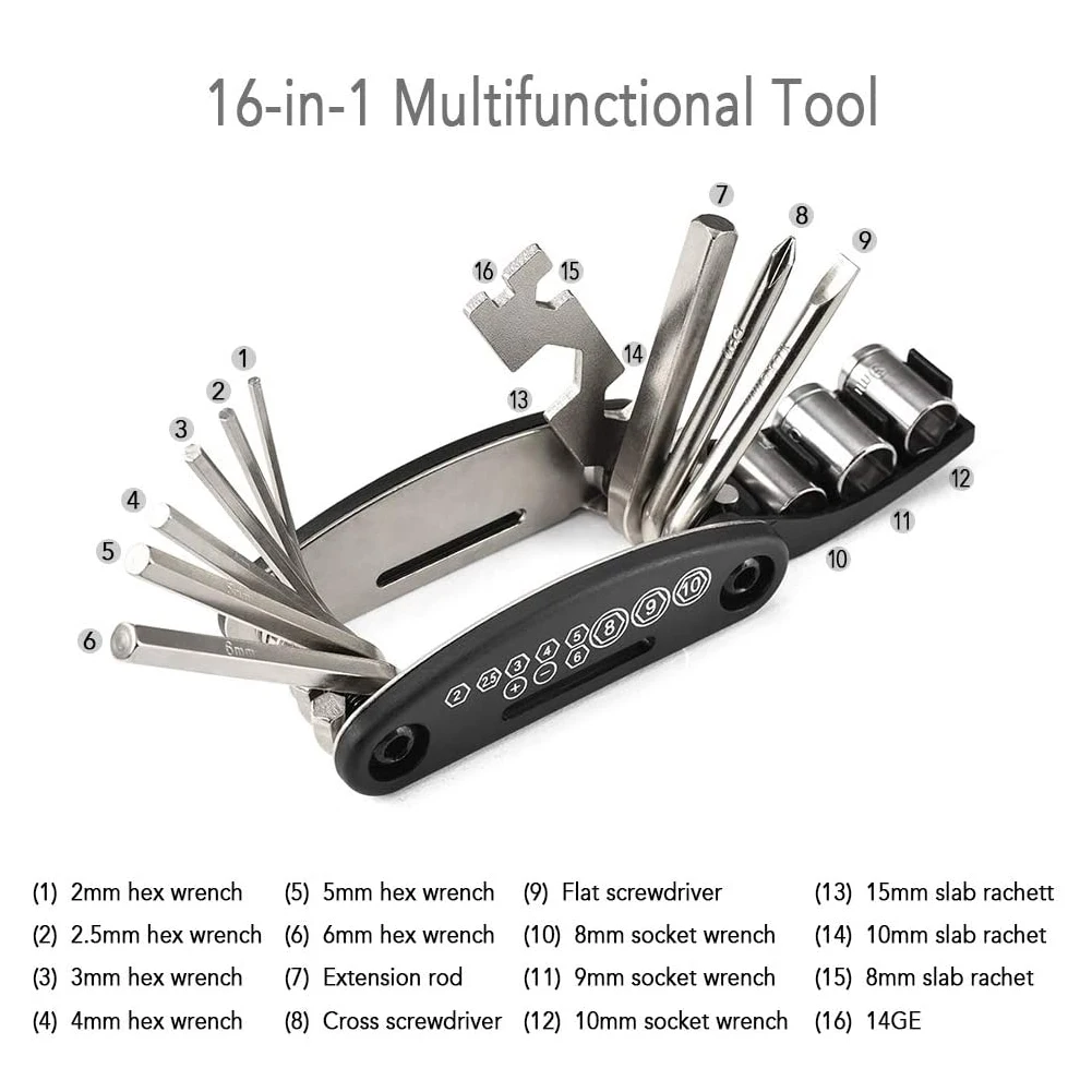 3PCS 16 In 1 Multi-Function Portable Bike Mechanic Repair Tool Kit Wrench Screwdriver Tire Pry Bars Rods For MTB Bicycle Cycling
3PCS 16 In 1 Multi-Function Portable Bike Mechanic Repair Tool Kit Wrench Screwdriver Tire Pry Bars Rods For MTB Bicycle Cycling