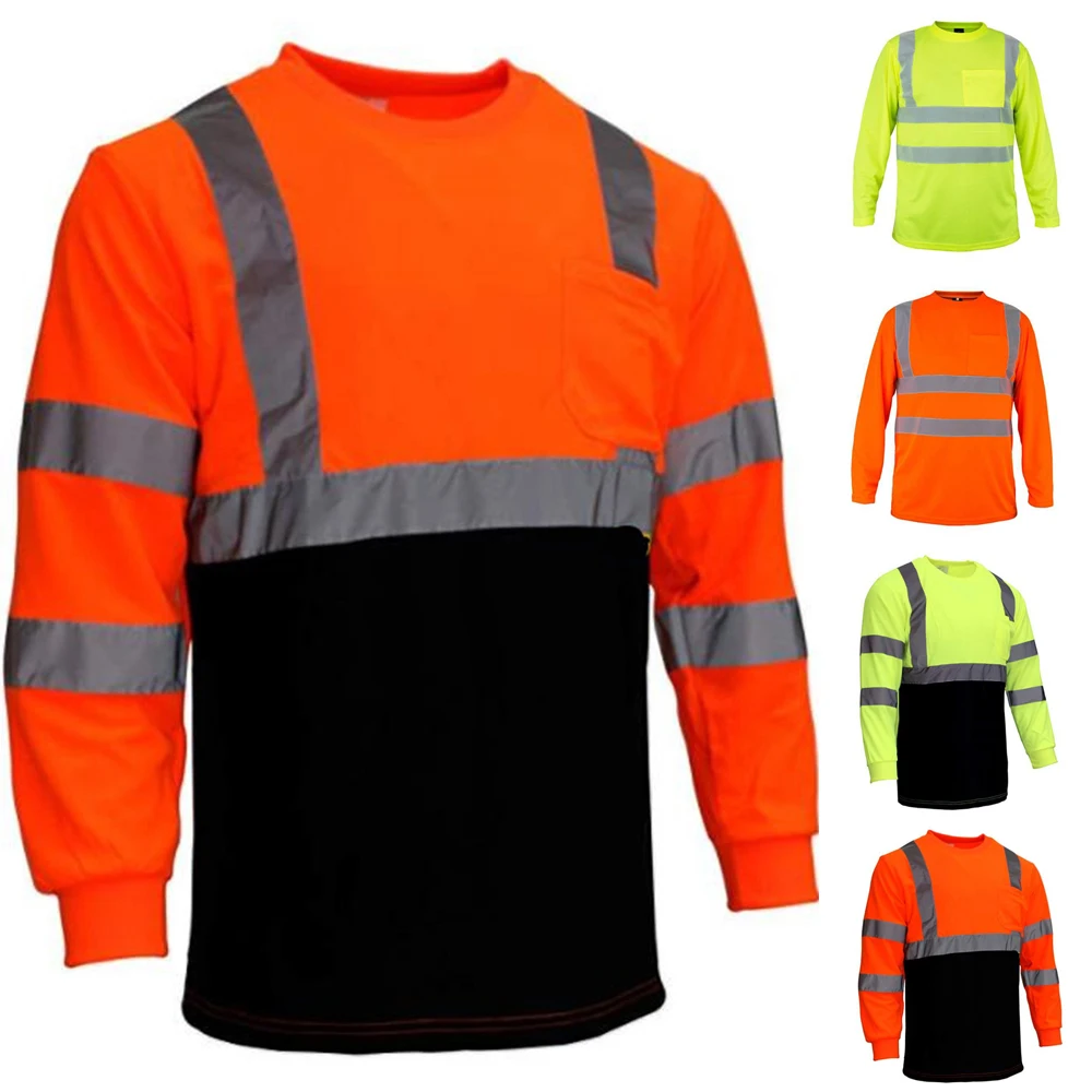 Men's Sports Reflective Safety Stripe Round Collar T-Shirt Outdoor Long Sleeve Tops High Visibility Road Work Tee Tops Workwear
Men's Sports Reflective Safety Stripe Round Collar T-Shirt Outdoor Long Sleeve Tops High Visibility Road Work Tee Tops Workwear