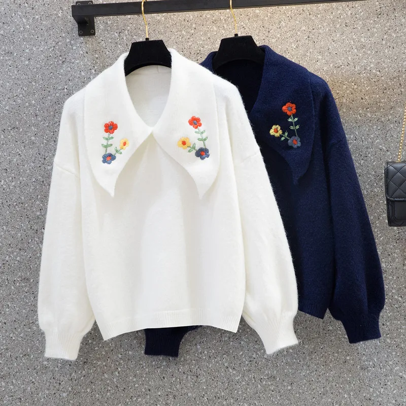 Embroidery Flower Sweet Plus Large Size Oversize Korean Style Fashion Pullovers For Autumn Women'S Clothing Ladies Sweater 2021
Embroidery Flower Sweet Plus Large Size Oversize Korean Style Fashion Pullovers For Autumn Women'S Clothing Ladies Sweater 2021