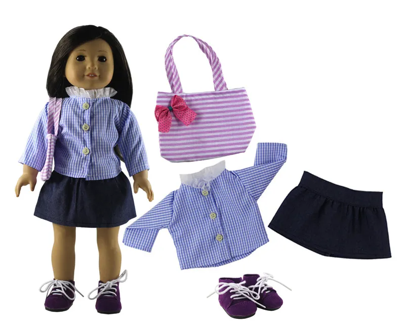 4in1 Set Doll Clothes Top+skirt+shoes+bag Fashion Casual Wear Outfit for 18"American Doll
4in1 Set Doll Clothes Top+skirt+shoes+bag Fashion Casual Wear Outfit for 18"American Doll