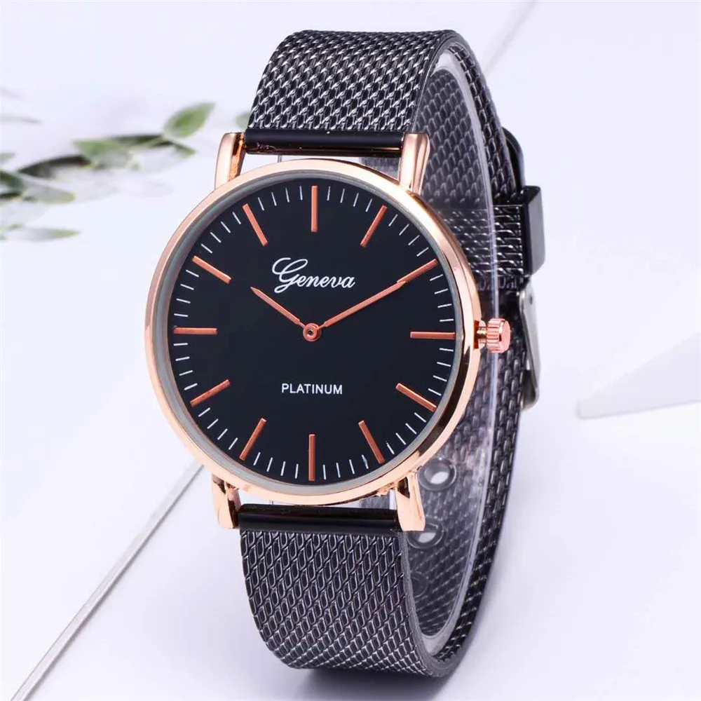 New Women Watch GENEVA Ladies Watches Quartz relogio feminino Stainless Steel Mesh Band Wristwatch Bracelet Clock relojes saati |