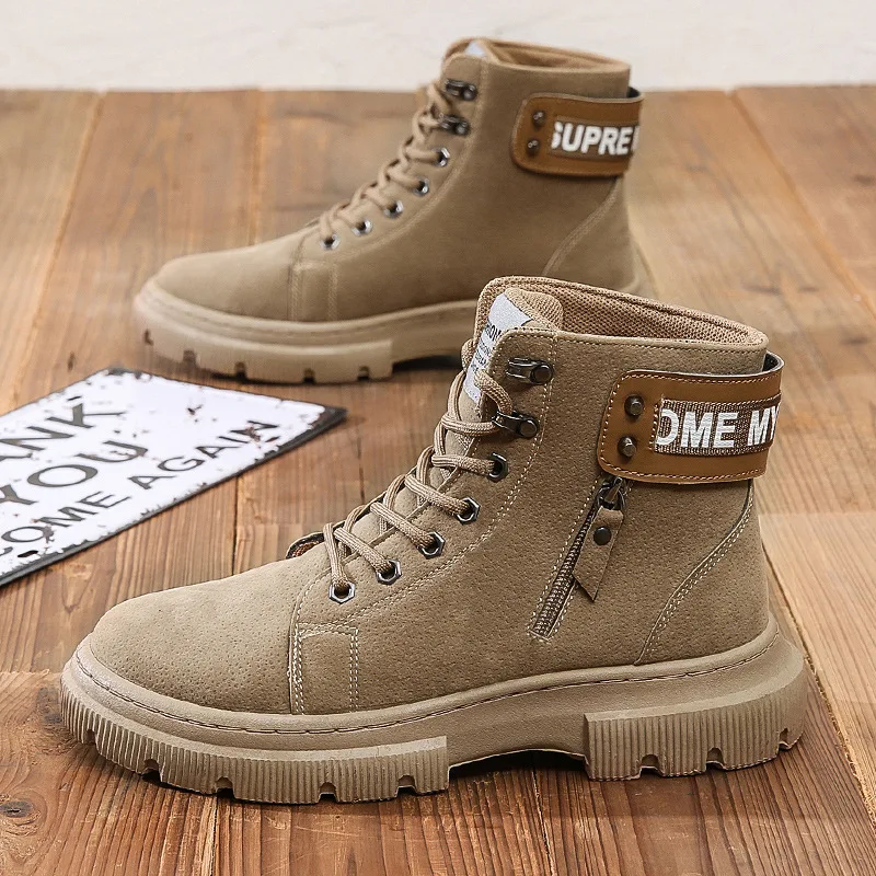 

Martin Boots Men New Plush Thickening British Men Boots Breathable Tooling Shoes Men High Top Casual Shoes Vulcanized Shoes