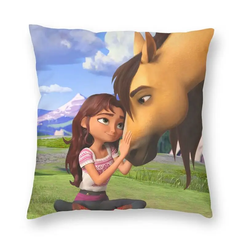 

Spirit Riding Free Square Pillowcover Print Home Decor Cartoon Horse Lover Cushion Cover Throw Pillow Case for Sofa Car Seat