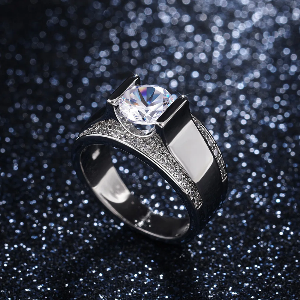 Luxury Male Female White Crystal Ring Punk Silver Color Big Wedding Rings For Women Men Charm Round Zircon Stone Engagement Ring
Luxury Male Female White Crystal Ring Punk Silver Color Big Wedding Rings For Women Men Charm Round Zircon Stone Engagement Ring