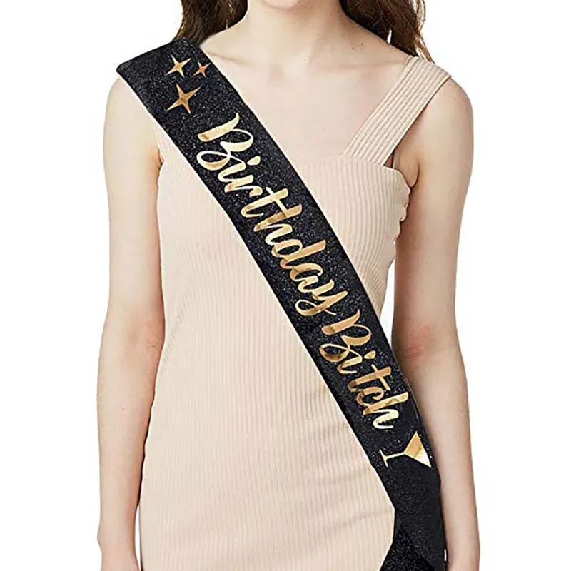 Birthday Bitch Satin Sash Birthday Black Gold Glitter Sash Happy Birthday Party Supplies for Girl Women
Birthday Bitch Satin Sash Birthday Black Gold Glitter Sash Happy Birthday Party Supplies for Girl Women