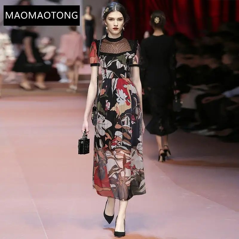 Women's Clothing Fashion Designer Dress Summer Women Dress Stand Collar Short Sleeve Floral-Print Chiffon Dresses
Women's Clothing Fashion Designer Dress Summer Women Dress Stand Collar Short Sleeve Floral-Print Chiffon Dresses