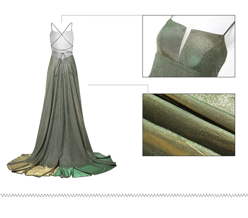 FOLOBE 2020 New Shiny Green Sexy Spaghetti Straps Criss Cross Back Long Prom Party Dress Custom made
FOLOBE 2020 New Shiny Green Sexy Spaghetti Straps Criss Cross Back Long Prom Party Dress Custom made