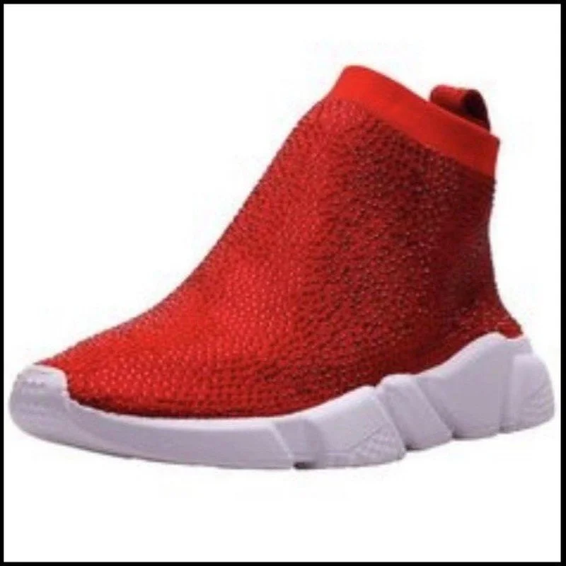 2021 new style flying woven rhinestones European and American fashion high-top casual sports elastic plus size women's shoes 
2021 new style flying woven rhinestones European and American fashion high-top casual sports elastic plus size women's shoes