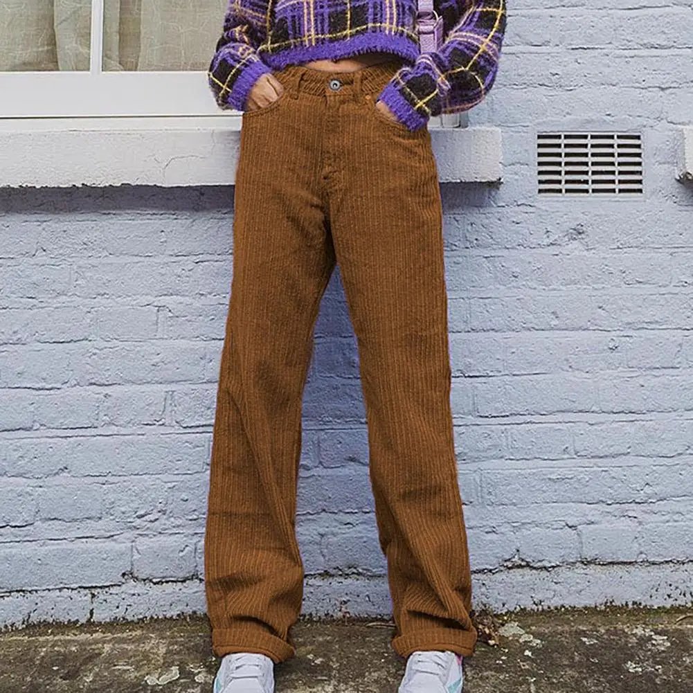 Fashion High Waist Corduroy Pants Women Vintage Solid Zip Button Pockets Loose Straight Cargo Trousers 90s Girls Female Clothes
Fashion High Waist Corduroy Pants Women Vintage Solid Zip Button Pockets Loose Straight Cargo Trousers 90s Girls Female Clothes