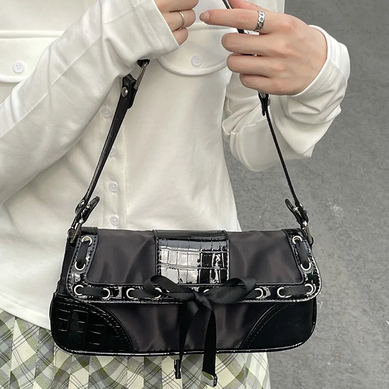 Vintage Women Underarm Shoulder Bags Y2k Hot Girls Bowknot Tote Purse Handbags Retro Crocodile Pattern Female Armpit Bag Bolsos
Vintage Women Underarm Shoulder Bags Y2k Hot Girls Bowknot Tote Purse Handbags Retro Crocodile Pattern Female Armpit Bag Bolsos
