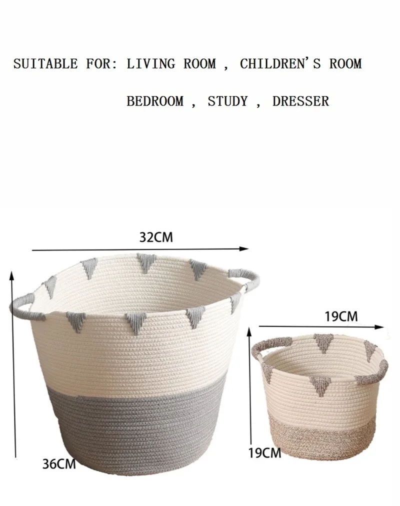 Handmade Woven Cotton Laundry Basket Kids Toys Desktop Organizer Folding Clothes Sundries Storage Box Folding Clothes Large 
Handmade Woven Cotton Laundry Basket Kids Toys Desktop Organizer Folding Clothes Sundries Storage Box Folding Clothes Large