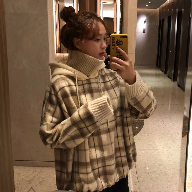 Sweatshirt Plaid with A Hood Korean Oversized Hoodie Warm Harajuku Pullover Women Hoodie Winter Clothing Streetwear Blue
Sweatshirt Plaid with A Hood Korean Oversized Hoodie Warm Harajuku Pullover Women Hoodie Winter Clothing Streetwear Blue