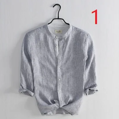Small fresh art men's linen shirt casual small stand collar seven-point sleeve shirt striped cotton
Small fresh art men's linen shirt casual small stand collar seven-point sleeve shirt striped cotton