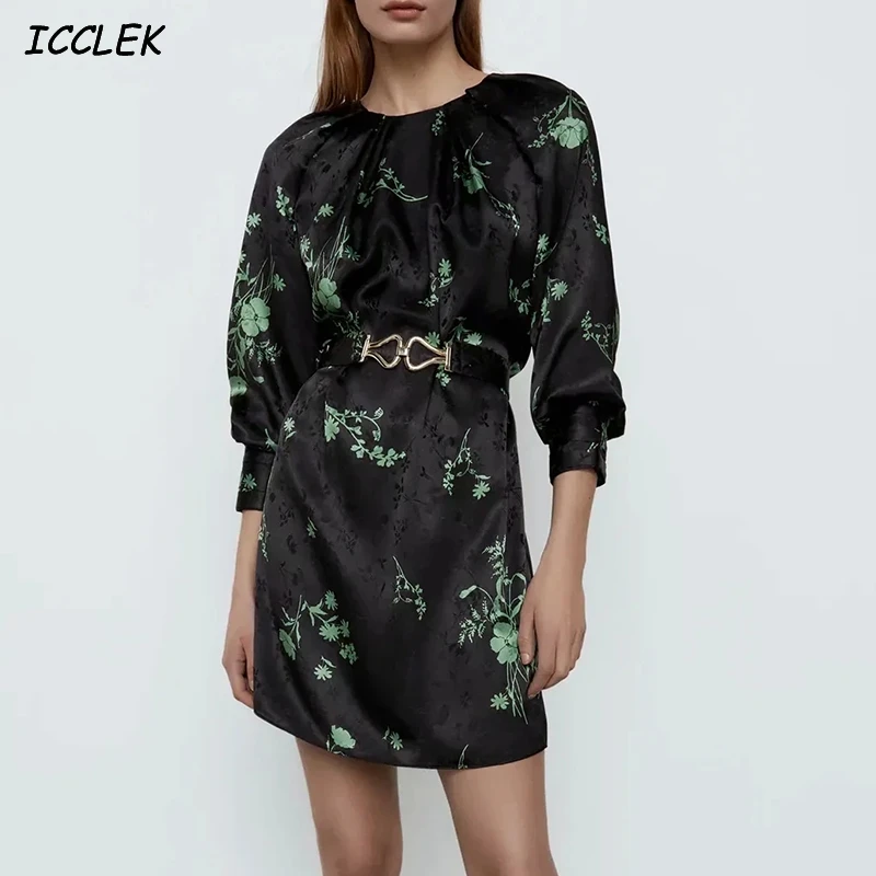 Women's Floral Printed Dresses With Belt High Waist Dress Mini Party Female Long Sleeves Robe Vintage Black Elegant Vestidos Za
Women's Floral Printed Dresses With Belt High Waist Dress Mini Party Female Long Sleeves Robe Vintage Black Elegant Vestidos Za